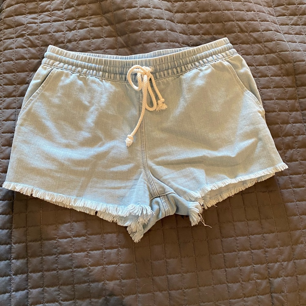 Light wash denim shorts